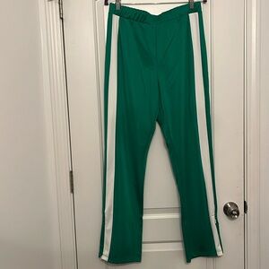H&M Green /White WIDE TRACK PANTS